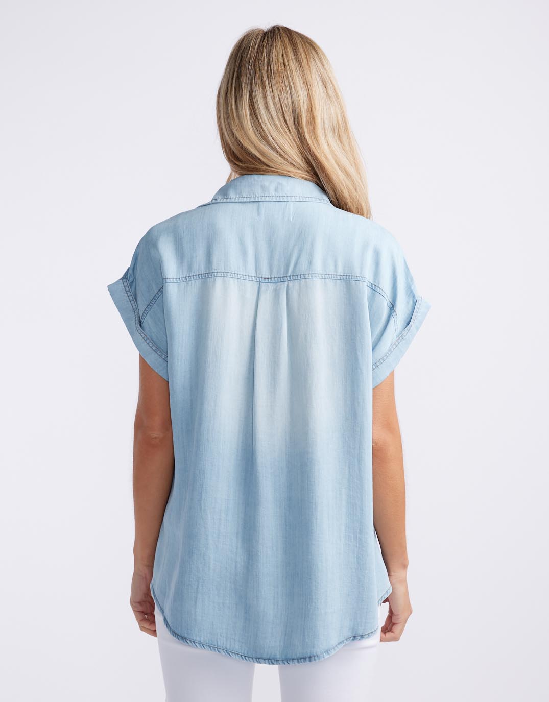 Amber Vintage Denim Short Sleeve Shirt - Light Wash