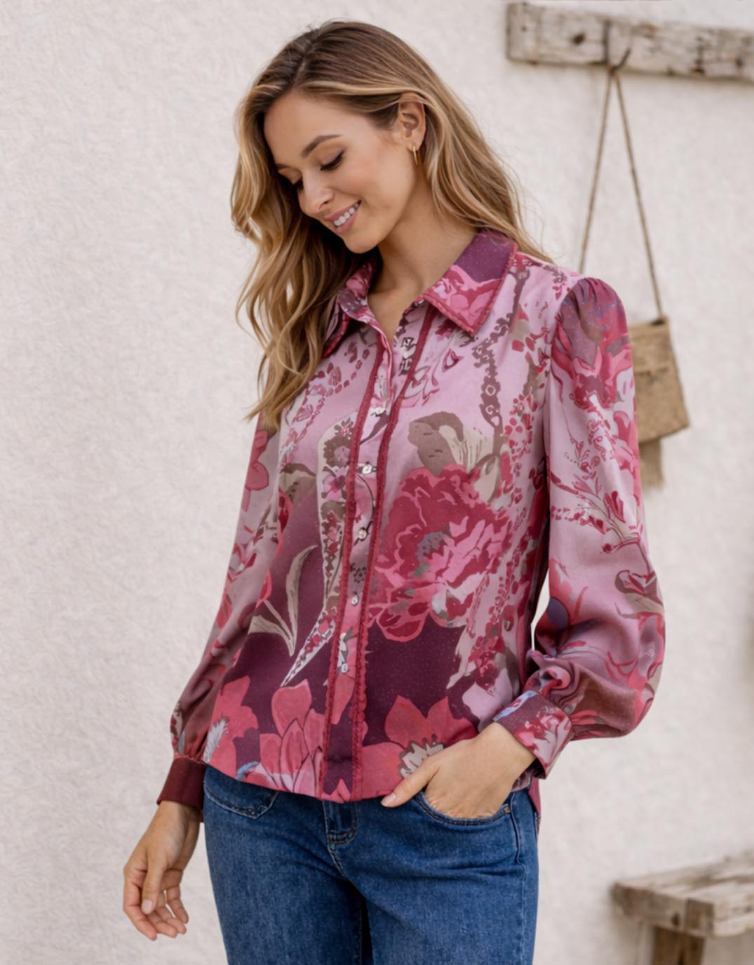 St Tropez Blouse - Berry Multi
