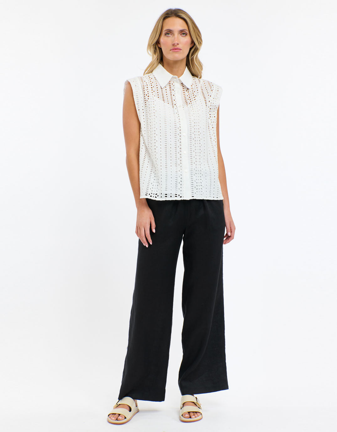 Casey Embroidered Top - White