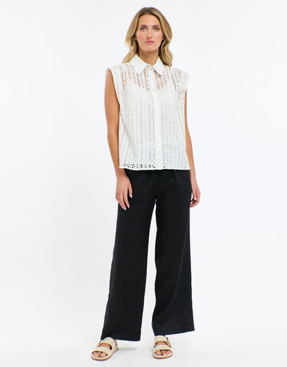Casey Embroidered Top - White