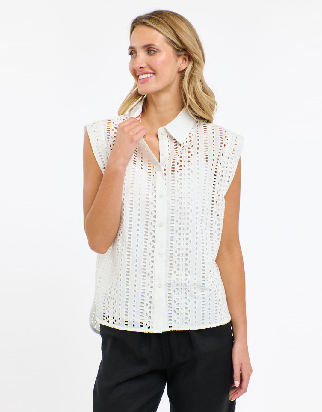 Casey Embroidered Top - White