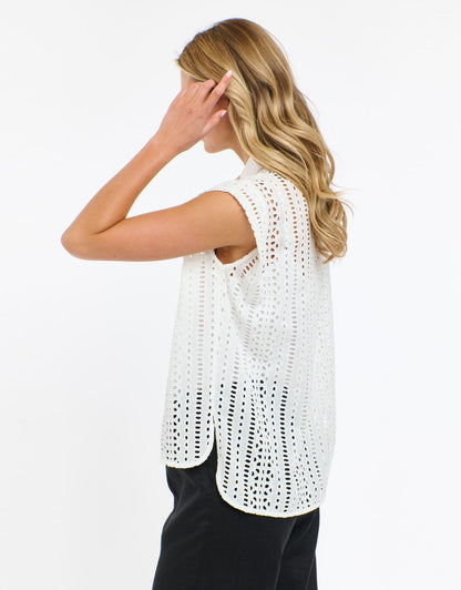 Casey Embroidered Top - White