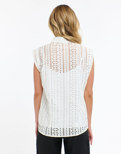 Casey Embroidered Top - White