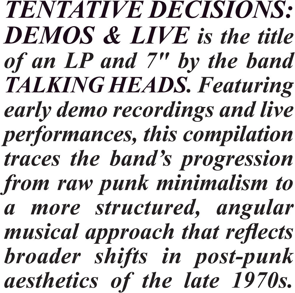 Talking Heads- Tentative Decisions: Demos & Live (Wsv) [ VINYL LP ]