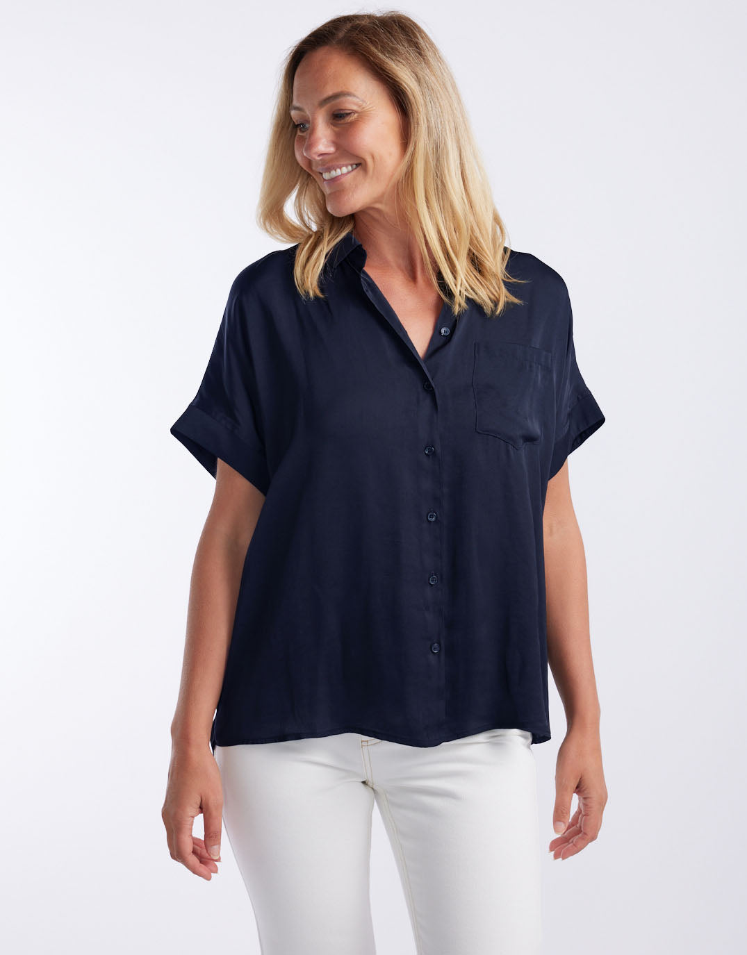 Effortless Drape Shirt - Dark Navy