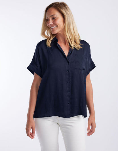 Effortless Drape Shirt - Dark Navy