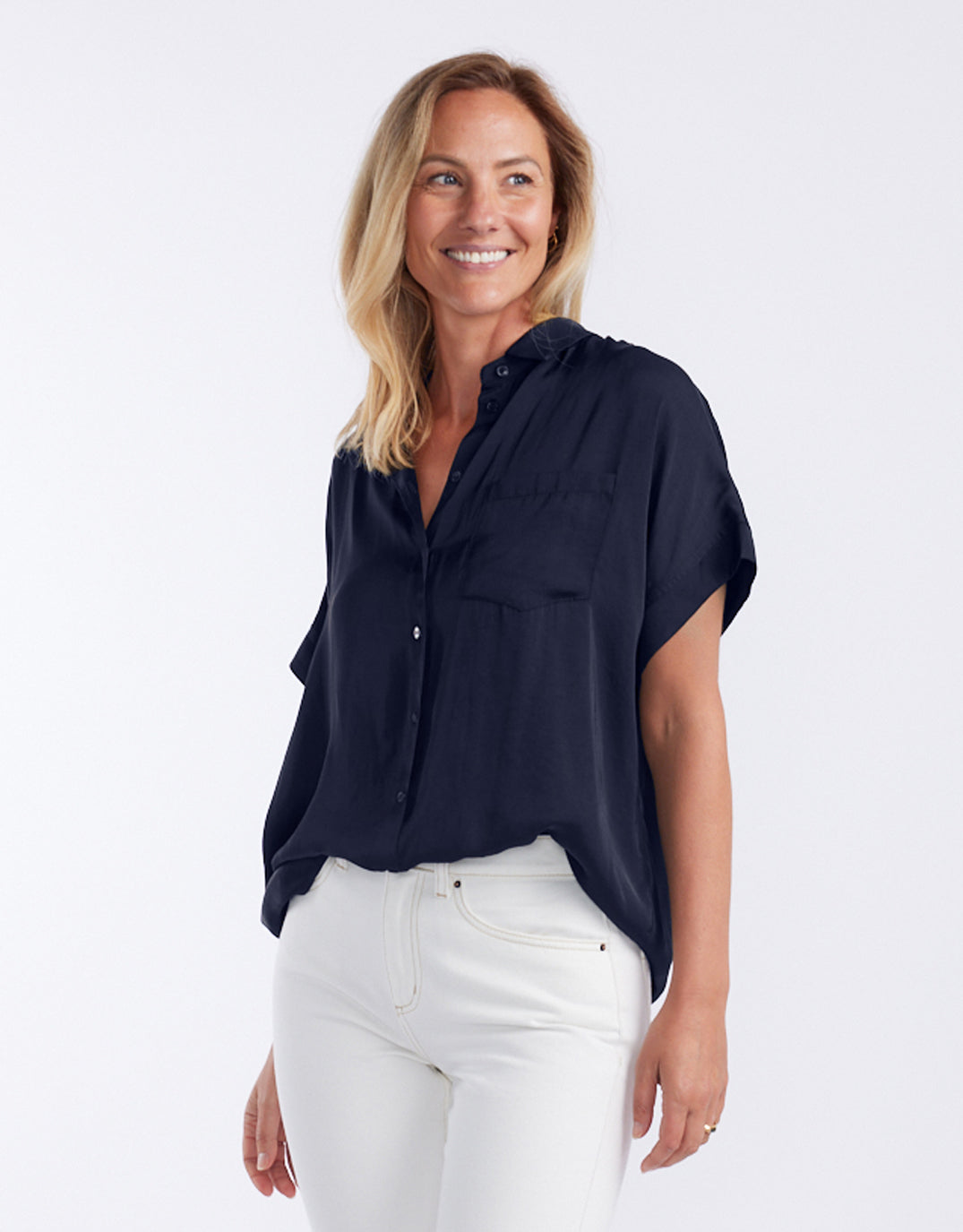 Effortless Drape Shirt - Dark Navy