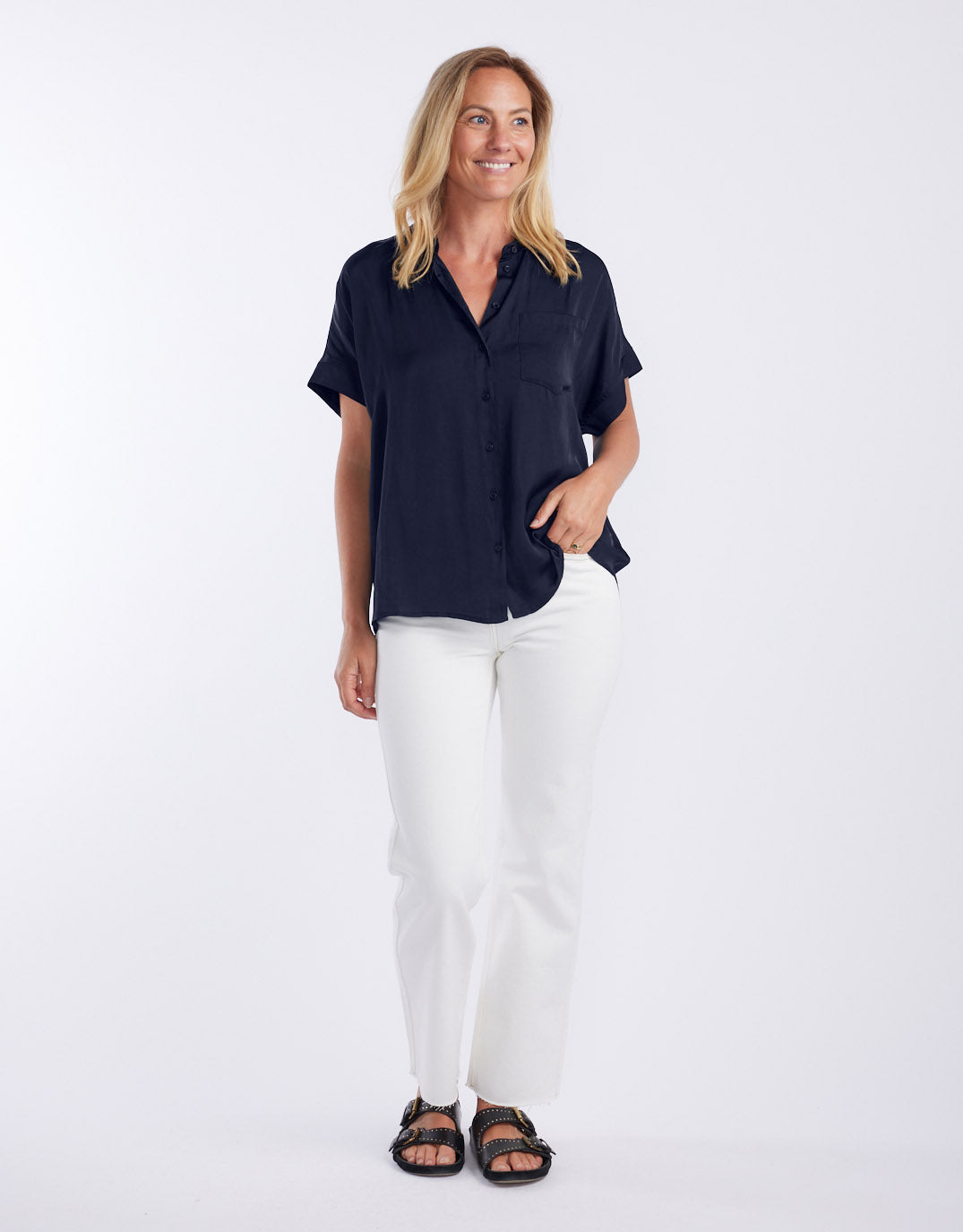 Effortless Drape Shirt - Dark Navy
