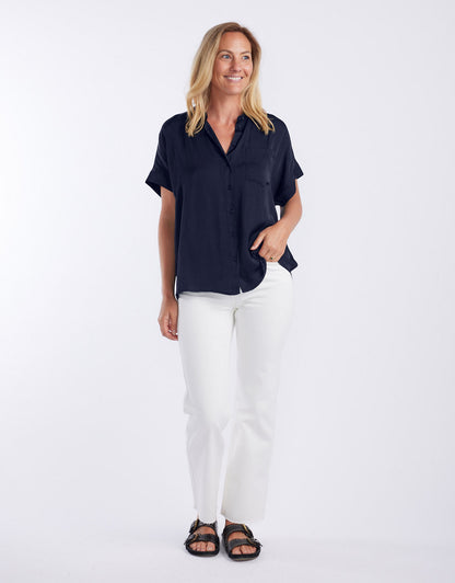 Effortless Drape Shirt - Dark Navy