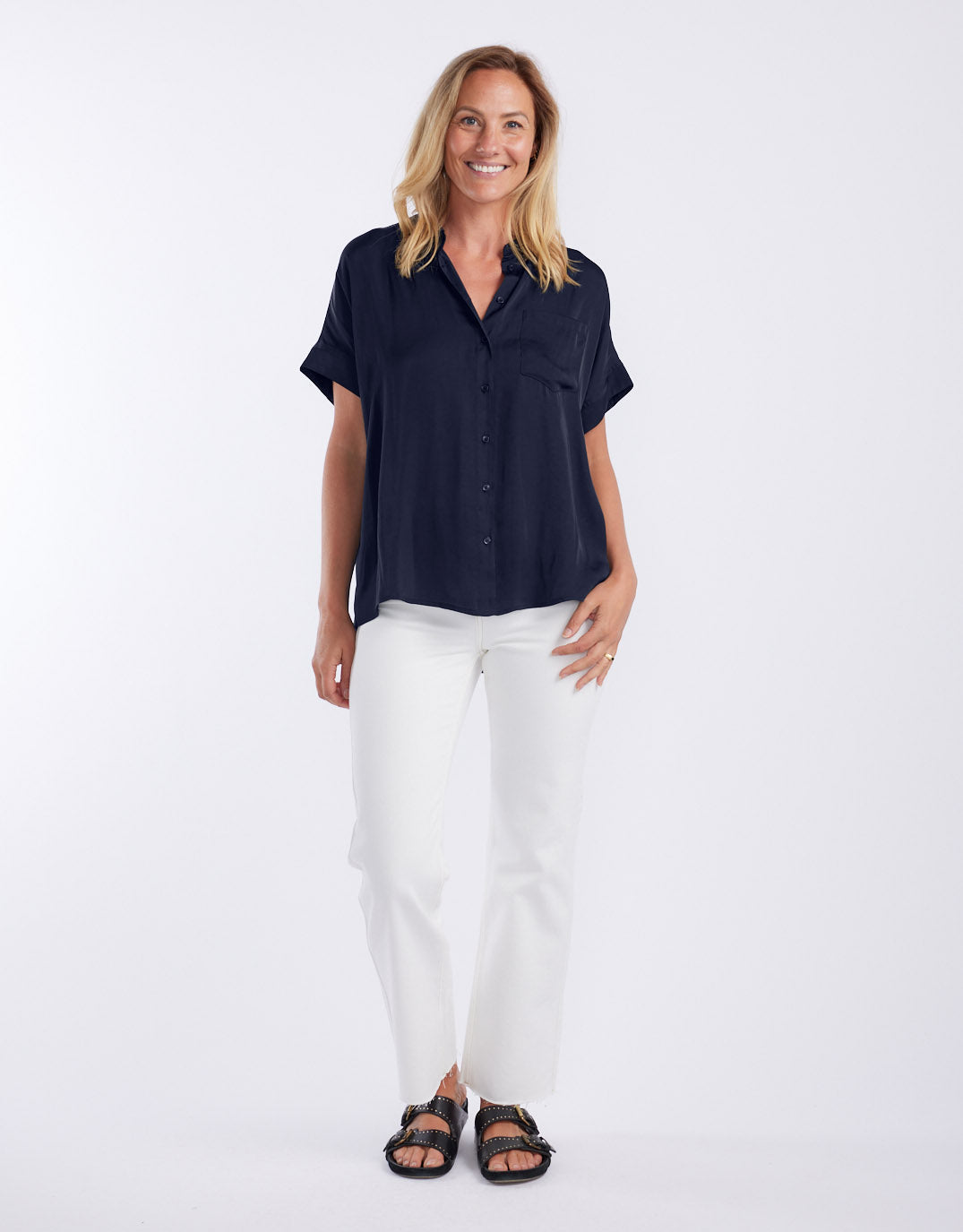 Effortless Drape Shirt - Dark Navy