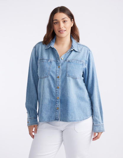 Claudia Relaxed Shirt - Mid Wash